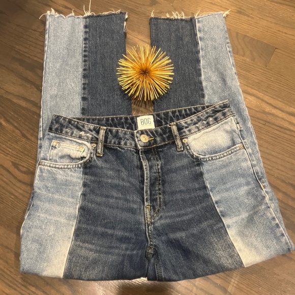 BDG Jessye Straight Leg Two Tone Jeans 100% Cotton Cropped Tag 27 - Picture 5 of 8